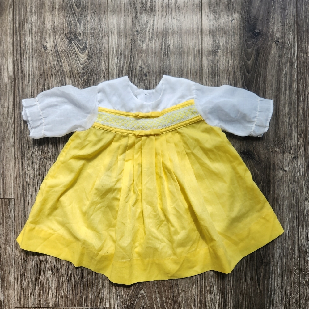 Vintage Kate Greenaway Yellow White Girls Dress 2T